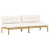 vidaXL Midden Sofaset Licht Acacia en Cr&egrave;me Wit 240 x 80 x 82 cm