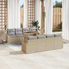 vidaXL Tuin Sofa Set met opslag 9 pcs Beige Poly riet