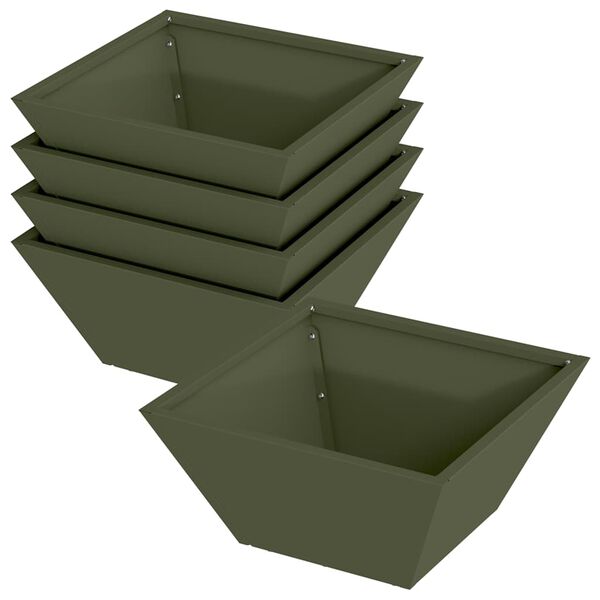 vidaXL Tuin Bloempot 5 pcs Olijf Groen 35 x 35 x 15 cm
