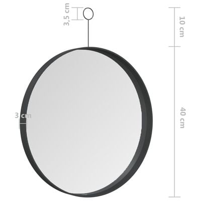 vidaXL Hangspiegel met haak 40 cm zwart