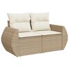 vidaXL 3-delige Loungeset met kussens poly rattan beige