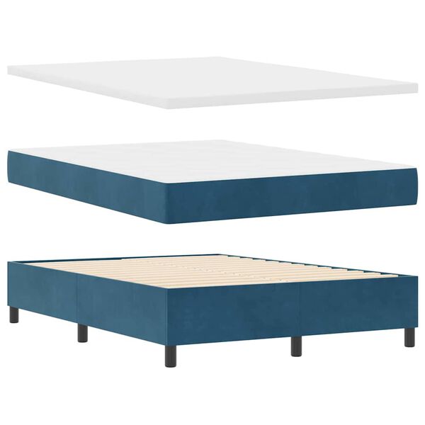 vidaXL Boxspring bed met matras Donkerblauw 140 x 200 cm Fluweel