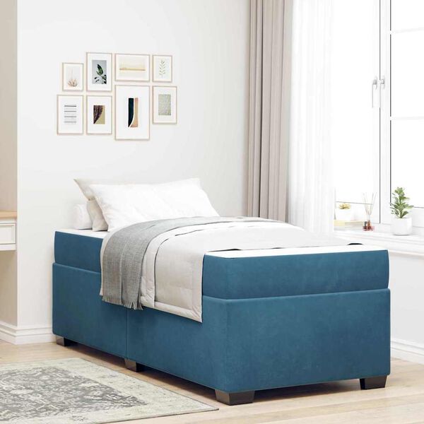 vidaXL Bedframe met matras Donkerblauw 100 x 200 cm Stof