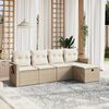 vidaXL 5-delige Loungeset met kussens poly rattan beige