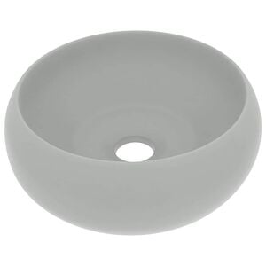 vidaXL Wastafel rond 40x15 cm keramiek mat lichtgrijs