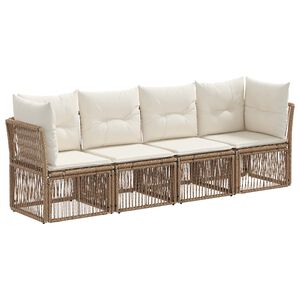 vidaXL Tuinbankenset 4 st Beige poly rattan