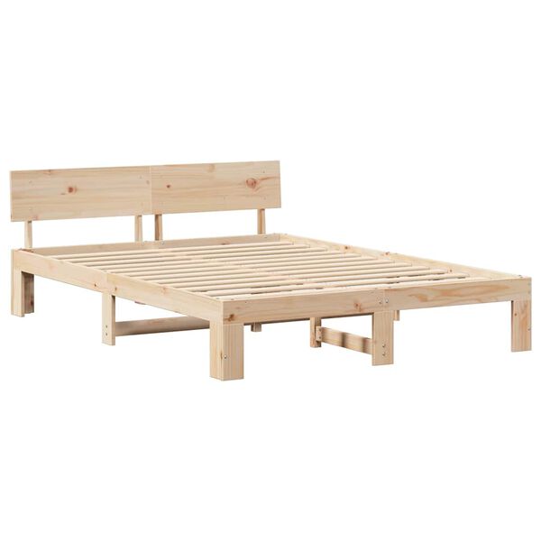 vidaXL Bedframe met hoofdeinde Naturel 140 x 200 cm Massief grenenhout
