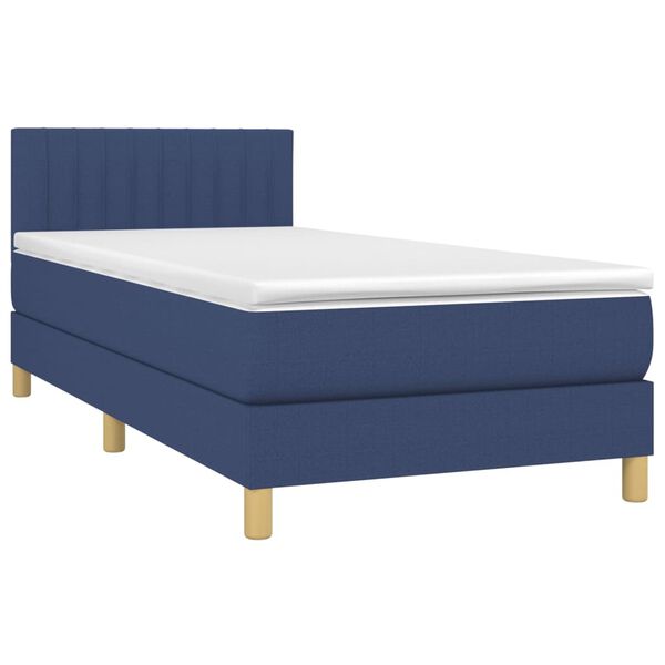vidaXL Boxspring met matras stof blauw 80x200 cm