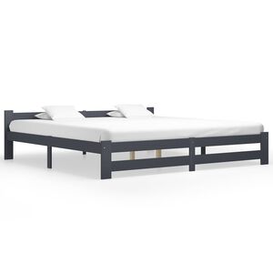 vidaXL Bedframe massief grenenhout donkergrijs 200x200 cm