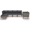 vidaXL 7-delige Loungeset poly rattan en eucalyptushout grijs