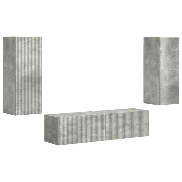 vidaXL Tv-meubelset Wandgemonteerd 2 pcs Beton Grijs Bewerkt hout