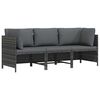 vidaXL Tuinbank 3-zits met kussens poly rattan grijs