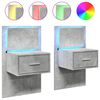 vidaXL Nachtkastjes met LED's 2 st wandgemonteerd betongrijs
