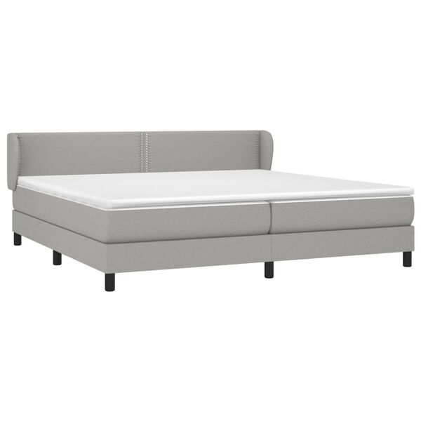 vidaXL Boxspring met matras stof lichtgrijs 200x200 cm