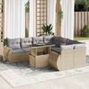 vidaXL 9-delige Loungeset met kussens poly rattan beige