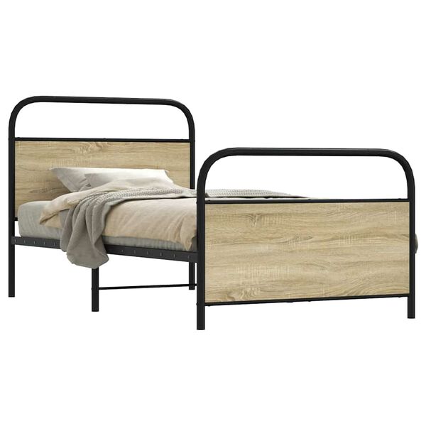 vidaXL Bedframe zonder matras bewerkt hout sonoma eikenkleur 100x200cm
