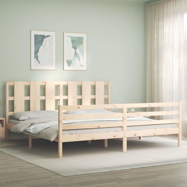 vidaXL Bedframe met hoofdbord massief hout