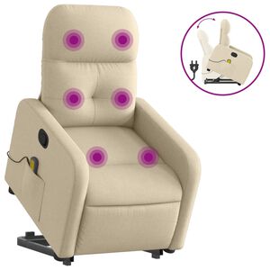 vidaXL Sta-op-massagestoel verstelbaar stof cr&egrave;mekleurig