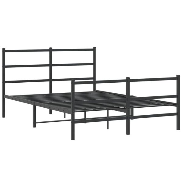 vidaXL Bedframe met hoofd- en voeteneinde&nbsp;metaal zwart 140x190 cm