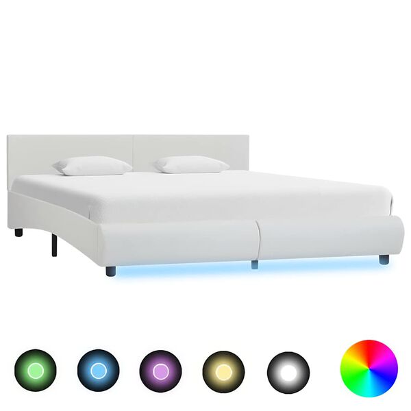 vidaXL Bedframe met LED kunstleer wit 160x200 cm
