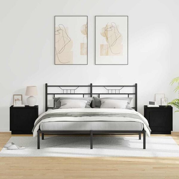vidaXL Nachtkastje 2 pcs Zwart 44 x 34,5 x 45 cm Bewerkt hout