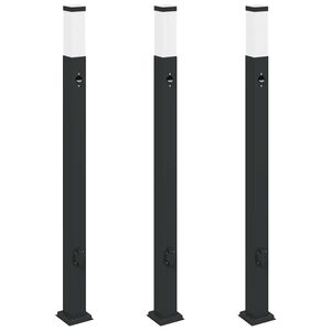 vidaXL Bolderverlichting met sensor en stopcontact 3 stuks 110 cm zwart IP44