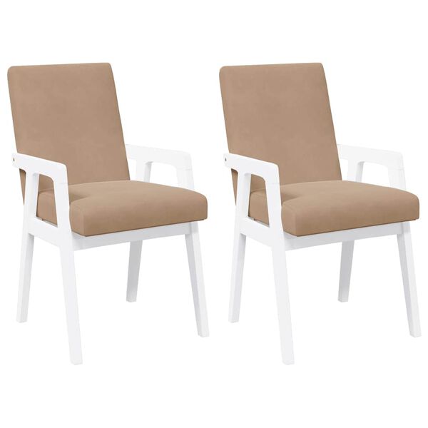vidaXL Eetkamerstoelen met kussens 2 stuks wit massief hout rubber