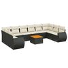 vidaXL 11-delige Loungeset met kussens poly rattan zwart