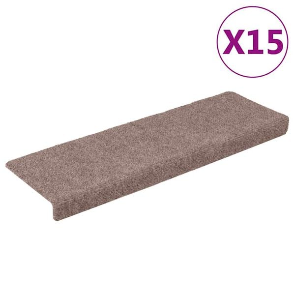 vidaXL Trapmatten zelfklevend 15 stuks 65x21x4 cm lichtbruin met rechthoekige rand