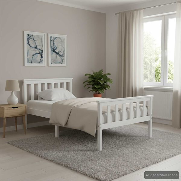 vidaXL Bedframe massief grenenhout wit 90x200 cm