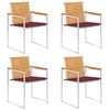 vidaXL Tuinstoelen 4 st met kussens massief teakhout