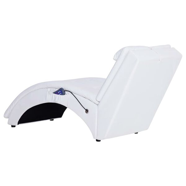 vidaXL Massage chaise longue met kussen kunstleer wit