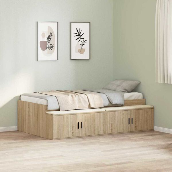 vidaXL Bedframe met lade Sonoma Eiken 100 x 200 cm Bewerkt hout