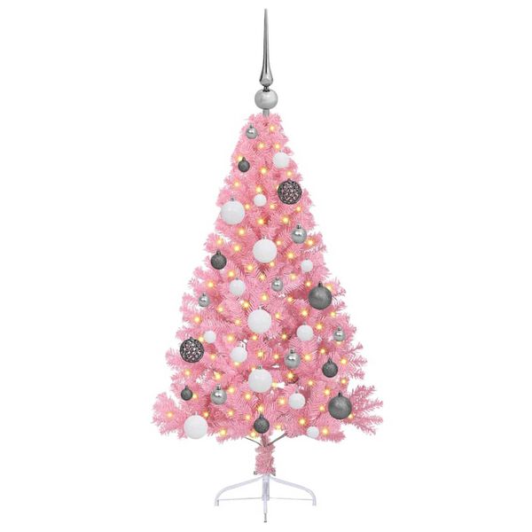vidaXL Kunstmatig Voorverlicht Kerstboom met 150 LED Roze 120 cm PVC