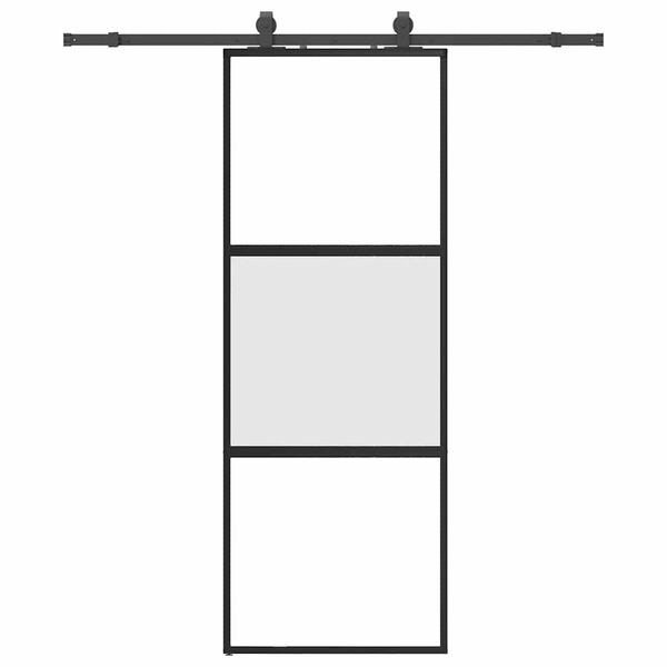 vidaXL Schuifdeur met beslagset 76x205 cm gehard glas zwart