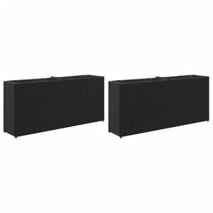 vidaXL Plantenbakken met 2 potten 2 st 90x20x40 cm poly rattan zwart