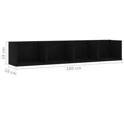 vidaXL Cd-wandschap 100x18x18 cm spaanplaat zwart
