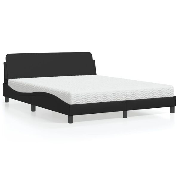 vidaXL Bed met matras "Dover" kunstleer zwart 160x200 cm