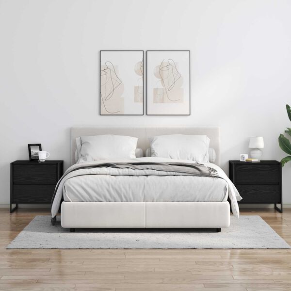 vidaXL Nachtkastje 2 pcs Zwart Eiken 50 x 39,5 x 50 cm Bewerkt hout