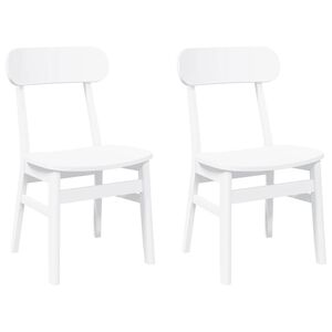 vidaXL Eetkamerstoelen 2 st massief hout rubber wit