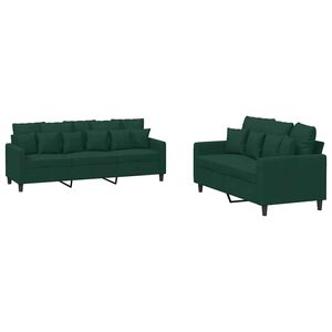vidaXL 2-delige Loungeset met kussens fluweel donkergroen