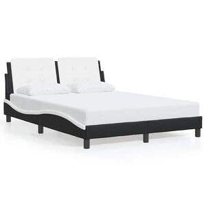 vidaXL Bedframe zonder matras "Zadar" kunstleer zwart en wit 140x190 cm