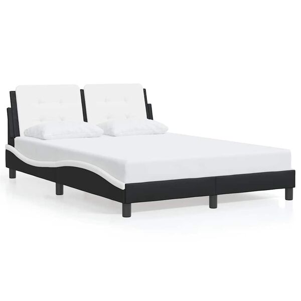 vidaXL Bedframe zonder matras "Zadar" kunstleer zwart en wit 140x190 cm