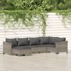 vidaXL 6-delige Loungeset met kussens poly rattan grijs