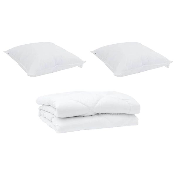 vidaXL Dekbed met kussen 3 pcs Wit Microfibre