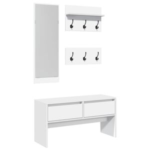 vidaXL 4-delige Garderobe set bewerkt hout wit