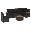 vidaXL 7-delige Loungeset met kussens poly rattan zwart