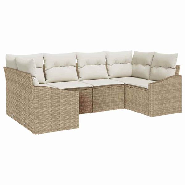 vidaXL Tuin Sofa Set 6 pcs Beige Poly riet