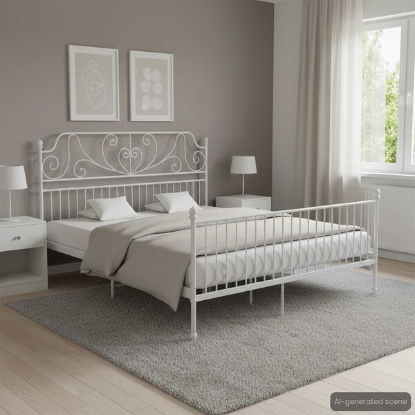 vidaXL Bedframe metaal wit 180x200 cm