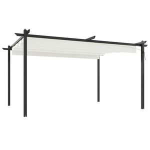 vidaXL Tuinprieel met uittrekbaar dak 4x3 m cr&egrave;mekleurig